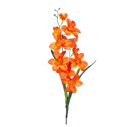 1 stk. Orkidé Orange på stilk. Elegant kunstig dekoration 50 cm.