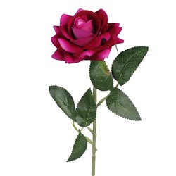 1 stk. Velvet Rose Rødlig-rosa på stilk. Tidløs Elegance i Kunstig Dekoration, 50 cm
