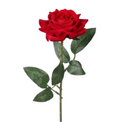 1 stk. Velvet Rose Rød på stilk. Tidløs Elegance i Kunstig Dekoration, 50 cm