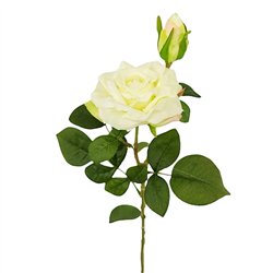 1 stk. Engelsk Rose med knop Kunstig Creme 47 cm