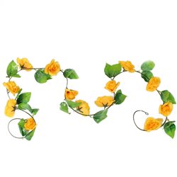 1 stk. Eksklusiv Rosenkrans Guirlande i Gul – 200 cm Romantisk Blomsterpynt
