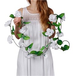 1 stk. Eksklusiv Rosenkrans Guirlande i Hvid – 200 cm Romantisk Blomsterpynt