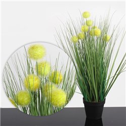 Kunstigt Gr&aelig;s med 9 stk Limegr&oslash;n Blomster i Potte &ndash; 61 cm
