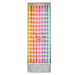 24 stk Kagelys Meri Meri Kulørte Pastel Stripes stearinlys
