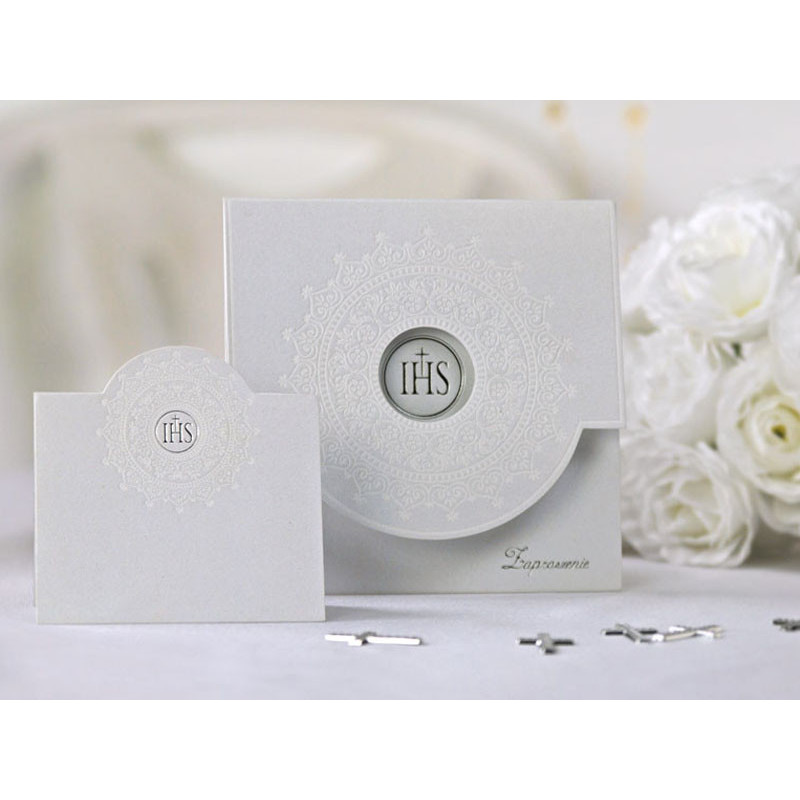 White ornamented holy communion invitation (1 pkt / 10 pc.) White ornamented holy communion invitation (1 pkt / 10 pc.)