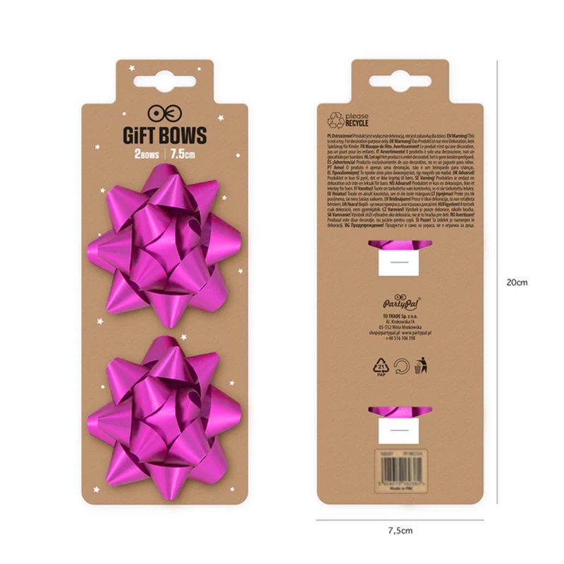 2 stk. Gavesløjfer Mat Fuchsia med Selvklæbende Tape – Størrelse 75 mm. 2 stk. Gavesløjfer Mat Fuchsia med Selvklæbende Tape – Størrelse 75 mm.