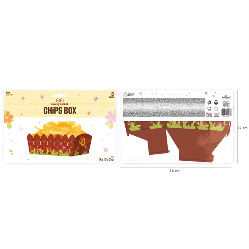 3 stk. Heste chips bokse Tema Mixfarver – Perfekt til Børnefødselsdag & Fest 15 x 10 cm 3 stk. Heste chips bokse Tema Mixfarver – Perfekt til Børnefødselsdag & Fest 15 x 10 cm