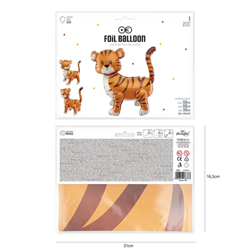 1 stk. Stående Folieballon Tiger farverig 58x56 cm – Perfekt til Børnefest & Dyretema 1 stk. Stående Folieballon Tiger farverig 58x56 cm – Perfekt til Børnefest & Dyretema