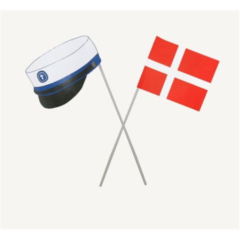 10 stk Studenterhue & Dannebrog Flag på Pind