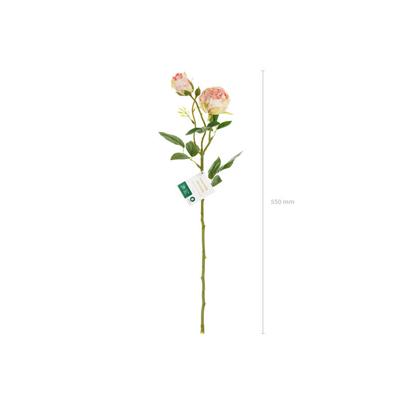 Artificial flower - Rose with two buds, 55 cm, light powder pink Artificial flower - Rose with two buds, 55 cm, light powder pink