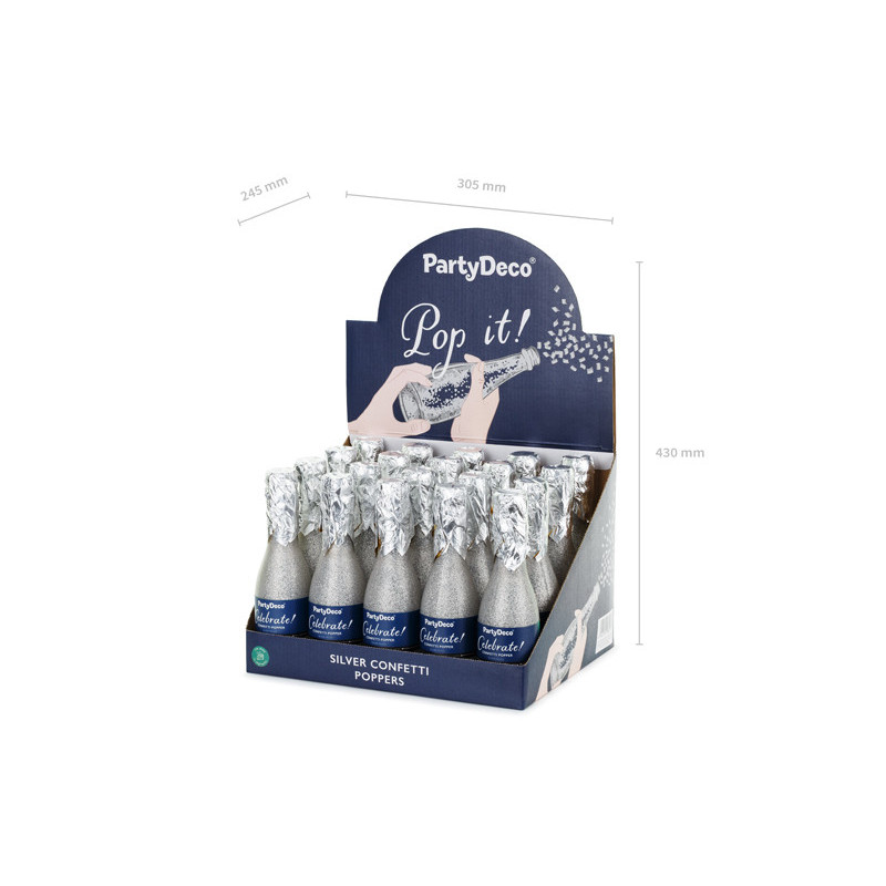 Champagne Confetti Cannon, Silver, 20.5cm Champagne Confetti Cannon, Silver, 20.5cm