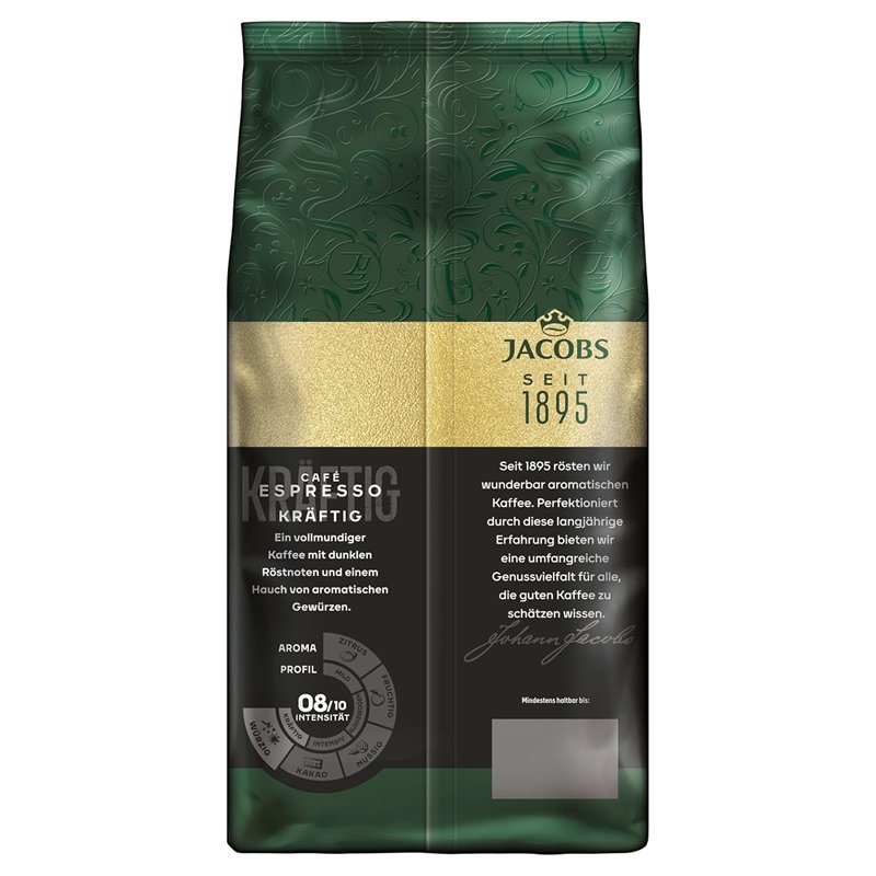 1 Kg. Jacobs Cafe Espresso Hele Kaffebønner – Intens Nydelse med Dybde 1 Kg. Jacobs Cafe Espresso Hele Kaffebønner – Intens Nydelse med Dybde