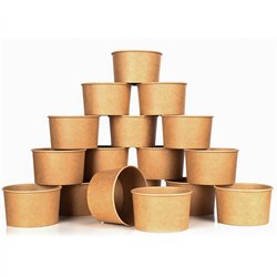 25 stk. 245 ml Øko Kraft papirskål brun beholder til is og desserter 25 stk. 245 ml Øko Kraft papirskål brun beholder til is og desserter