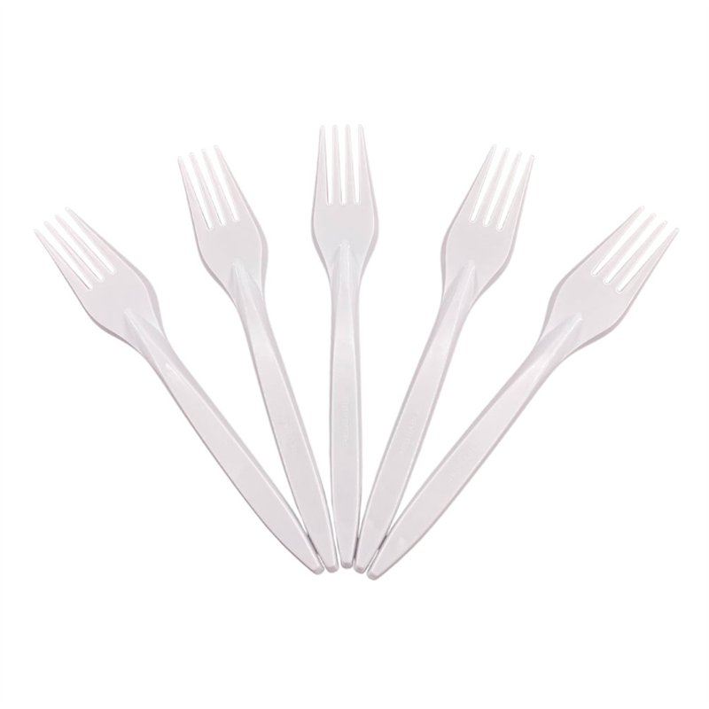 100 stk. Plastgaffel hvid genbrugelig – Elegant bestik til bryllup & grillfest, maskinopvask 125 gange 100 stk. Plastgaffel hvid genbrugelig – Elegant bestik til bryllup & grillfest, maskinopvask 125 gange