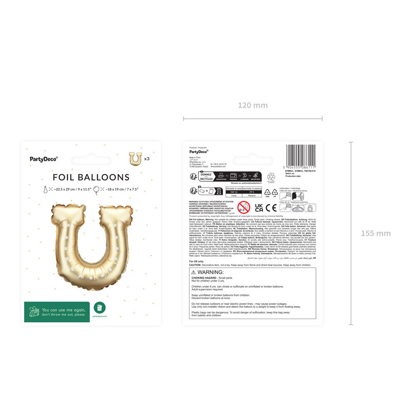Foil Balloons for Horseshoe Garlands, 18x19 cm, gold (1 pkt / 3 pc.) Foil Balloons for Horseshoe Garlands, 18x19 cm, gold (1 pkt / 3 pc.)