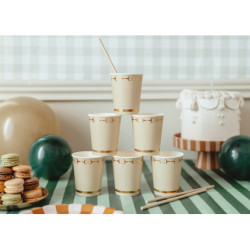 Paper cups Stirrups, beige, 220 ml (1 pkt / 6 pc.) Paper cups Stirrups, beige, 220 ml (1 pkt / 6 pc.)