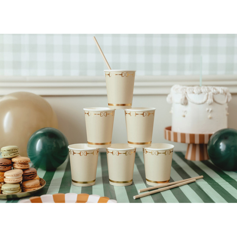 Paper cups Stirrups, beige, 220 ml (1 pkt / 6 pc.) Paper cups Stirrups, beige, 220 ml (1 pkt / 6 pc.)