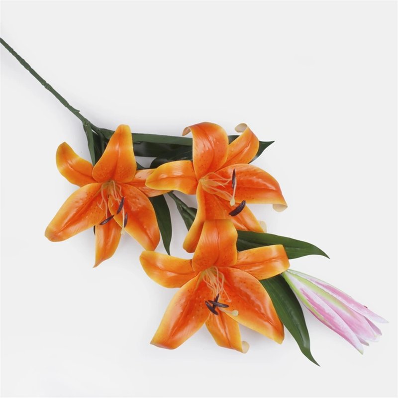 1 stk. Lilje Orange på lang stilk. Imponerende kunstig dekoration 108 cm. 1 stk. Lilje Orange på lang stilk. Imponerende kunstig dekoration 108 cm.