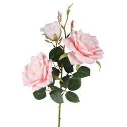 1 stk. Kunstig Engelsk Rose med 2 Hoveder & Knop, Pink &ndash; Imponerende 65 cm