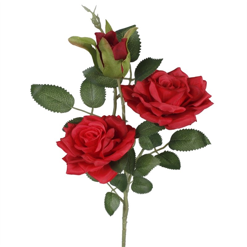 1 stk. Kunstig Engelsk Rose med 2 Hoveder & Knop, Rød – Imponerende 65 cm 1 stk. Kunstig Engelsk Rose med 2 Hoveder & Knop, Rød – Imponerende 65 cm