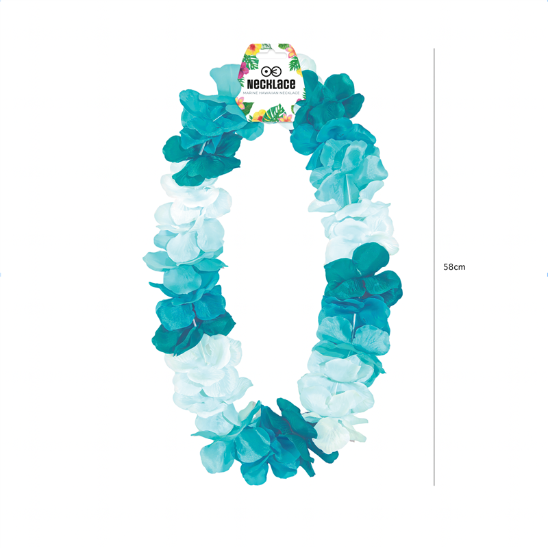 Turkis Hawaii Halskæde – Festlig Blomsterkrans i Lei-Stil 105-115 cm Turkis Hawaii Halskæde – Festlig Blomsterkrans i Lei-Stil 105-115 cm