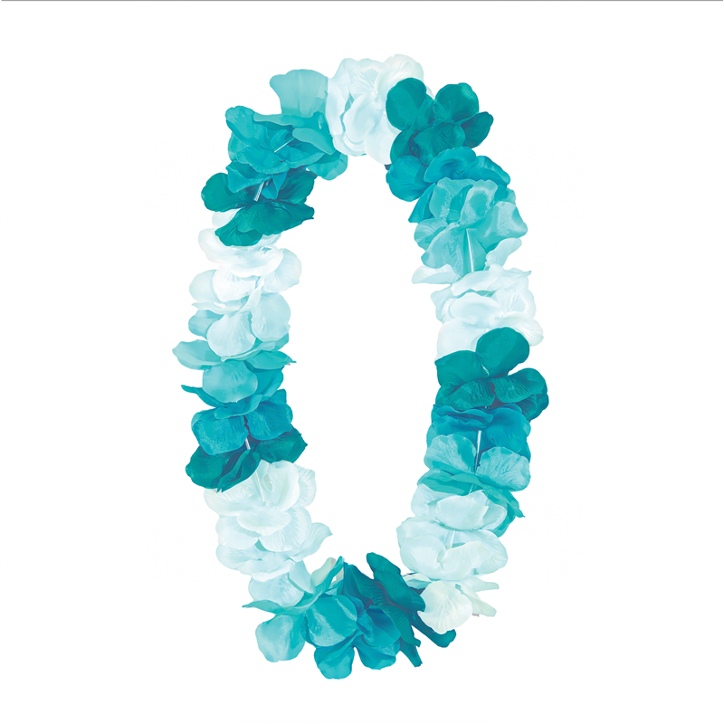 Turkis Hawaii Halskæde – Festlig Blomsterkrans i Lei-Stil 105-115 cm Turkis Hawaii Halskæde – Festlig Blomsterkrans i Lei-Stil 105-115 cm