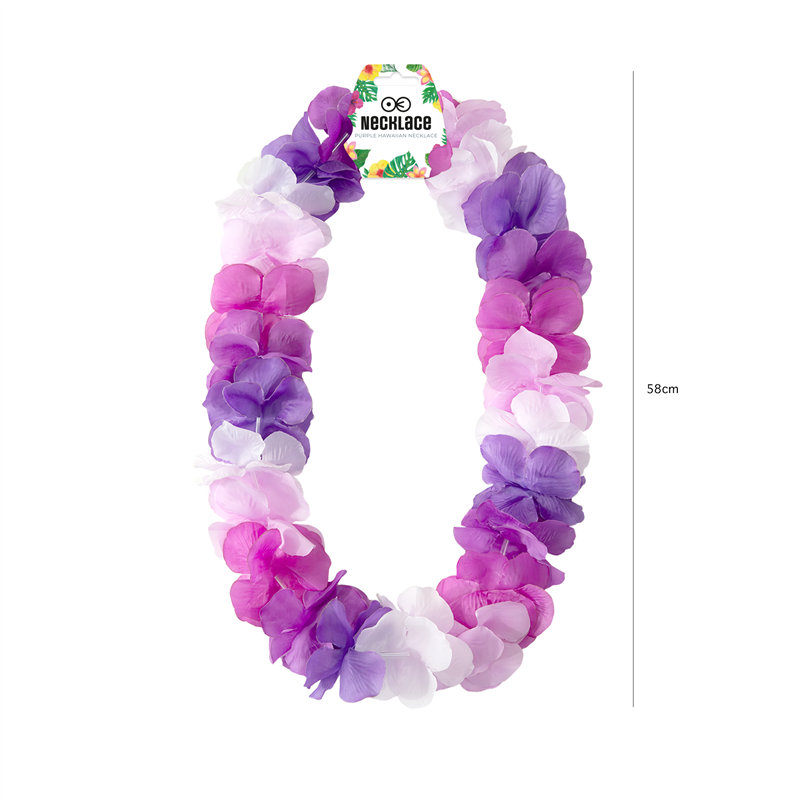 Lilla Hawaii Halskæde – Festlig Blomsterkrans i Lei-Stil 105-115 cm Lilla Hawaii Halskæde – Festlig Blomsterkrans i Lei-Stil 105-115 cm