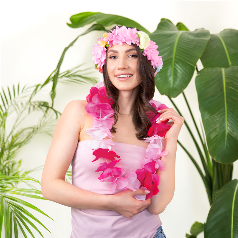 Pink Hawaii Halskæde – Festlig Blomsterkrans i Lei-Stil 105-115 cm Pink Hawaii Halskæde – Festlig Blomsterkrans i Lei-Stil 105-115 cm