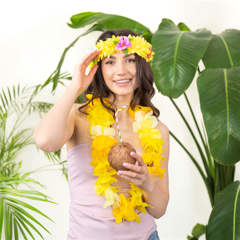 Gul Hawaii Halskæde – Festlig Blomsterkrans i Lei-Stil 105-115 cm Gul Hawaii Halskæde – Festlig Blomsterkrans i Lei-Stil 105-115 cm