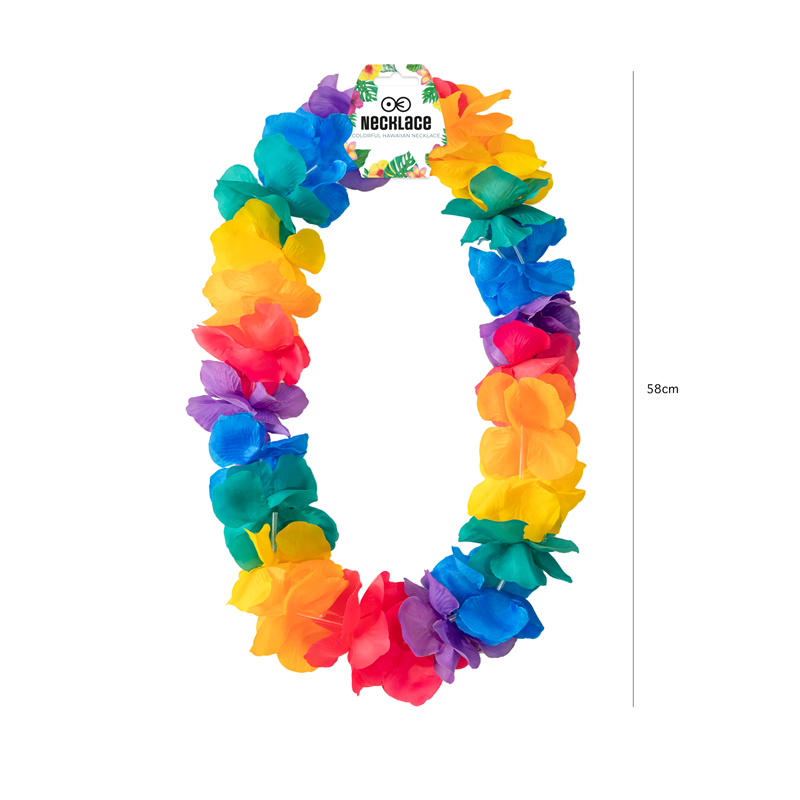 Mix Hawaii Halskæde – Festlig Blomsterkrans i Lei-Stil 105-115 cm Mix Hawaii Halskæde – Festlig Blomsterkrans i Lei-Stil 105-115 cm
