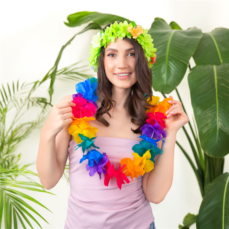 Mix Hawaii Halskæde – Festlig Blomsterkrans i Lei-Stil 105-115 cm Mix Hawaii Halskæde – Festlig Blomsterkrans i Lei-Stil 105-115 cm