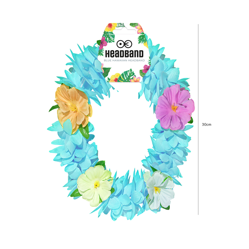 1 stk. Lyseblå Hawaii Pandebånd – Elastisk Blomsterkrans til Fest & Farver 1 stk. Lyseblå Hawaii Pandebånd – Elastisk Blomsterkrans til Fest & Farver
