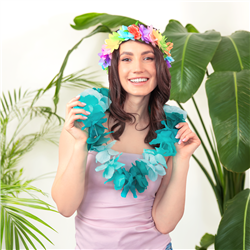 1 stk. Lyseblå Hawaii Pandebånd – Elastisk Blomsterkrans til Fest & Farver 1 stk. Lyseblå Hawaii Pandebånd – Elastisk Blomsterkrans til Fest & Farver