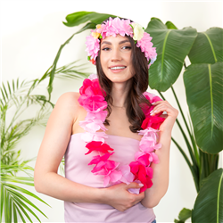 1 stk. Lyserød Hawaii Pandebånd – Elastisk Blomsterkrans til Fest & Farver 1 stk. Lyserød Hawaii Pandebånd – Elastisk Blomsterkrans til Fest & Farver