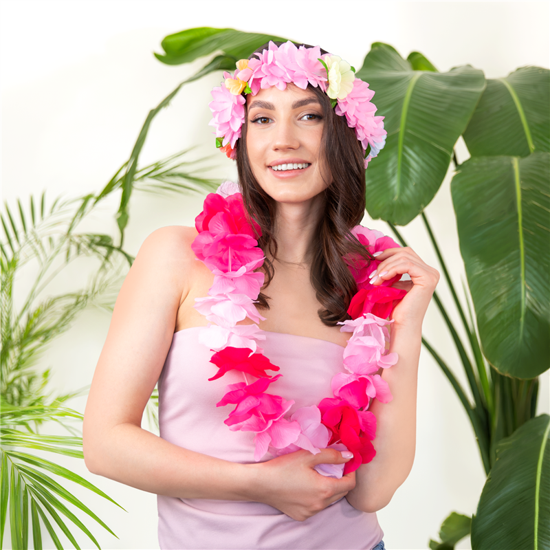 1 stk. Lyserød Hawaii Pandebånd – Elastisk Blomsterkrans til Fest & Farver 1 stk. Lyserød Hawaii Pandebånd – Elastisk Blomsterkrans til Fest & Farver