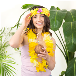 1 stk. Gul Hawaii Pandebånd – Elastisk Blomsterkrans til Fest & Farver 1 stk. Gul Hawaii Pandebånd – Elastisk Blomsterkrans til Fest & Farver
