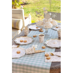 Nonwoven table Runner Grid, sage, 40x500cm Nonwoven table Runner Grid, sage, 40x500cm