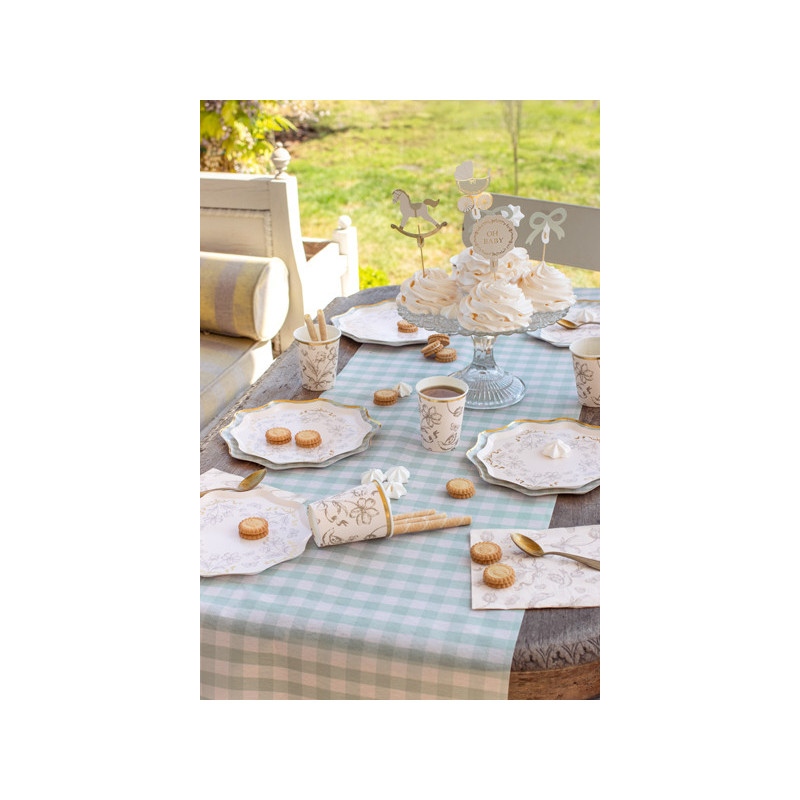 Nonwoven table Runner Grid, sage, 40x500cm Nonwoven table Runner Grid, sage, 40x500cm