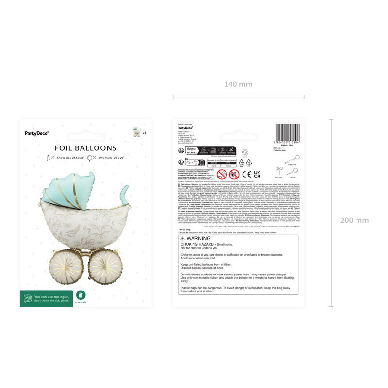 Foil Balloon Baby Carriage, 67x96 cm, mix. Foil Balloon Baby Carriage, 67x96 cm, mix.