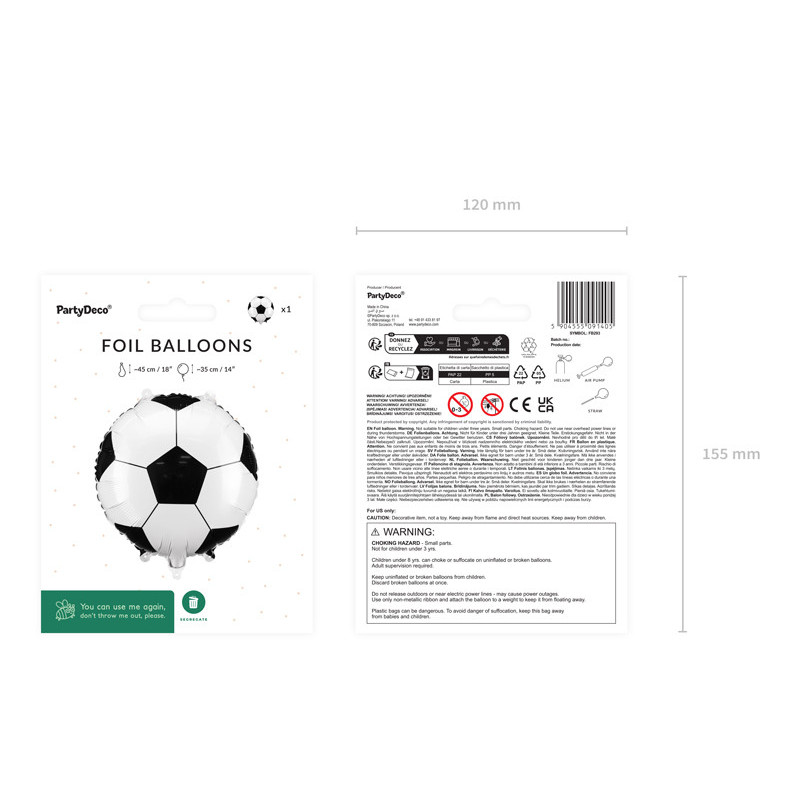 Foil Balloon Soccer Ball, 35x35 cm, mix Foil Balloon Soccer Ball, 35x35 cm, mix