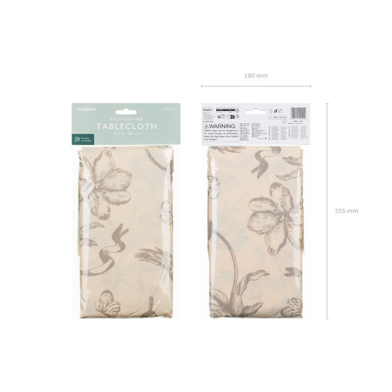 Tablecloth Beige Flowers, 180x120 cm Tablecloth Beige Flowers, 180x120 cm