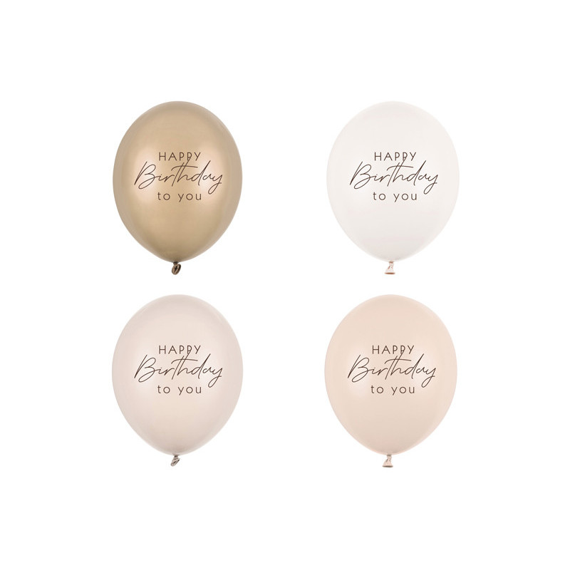 Balloons 30 cm, Happy Birthday, beige mix (1 pkt / 50 pc.) Balloons 30 cm, Happy Birthday, beige mix (1 pkt / 50 pc.)