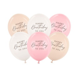 Balloons 30 cm, Happy Birthday, pink mix (1 pkt / 6 pc.) Balloons 30 cm, Happy Birthday, pink mix (1 pkt / 6 pc.)