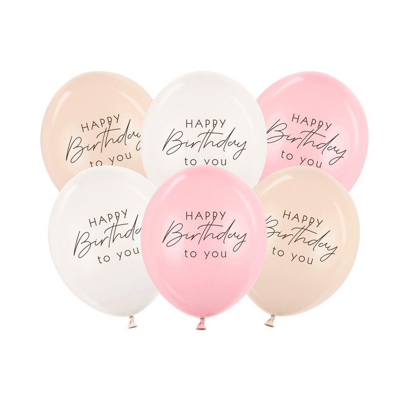 Balloons 30 cm, Happy Birthday, pink mix (1 pkt / 6 pc.) Balloons 30 cm, Happy Birthday, pink mix (1 pkt / 6 pc.)