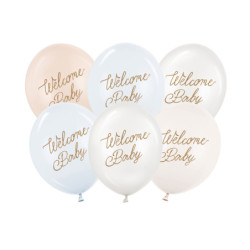 Balloons 30 cm, Welcome Baby, blue mix (1 pkt / 6 pc.) Balloons 30 cm, Welcome Baby, blue mix (1 pkt / 6 pc.)