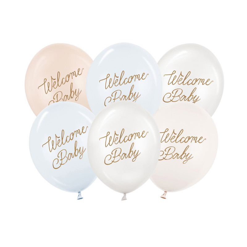 Balloons 30 cm, Welcome Baby, blue mix (1 pkt / 6 pc.) Balloons 30 cm, Welcome Baby, blue mix (1 pkt / 6 pc.)