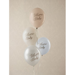 Balloons 30 cm, Welcome Baby, blue mix (1 pkt / 6 pc.) Balloons 30 cm, Welcome Baby, blue mix (1 pkt / 6 pc.)