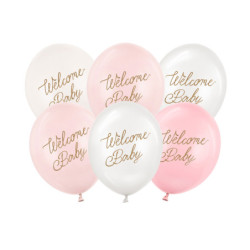Balloons 30 cm, Welcome Baby, pink mix (1 pkt / 6 pc.) Balloons 30 cm, Welcome Baby, pink mix (1 pkt / 6 pc.)