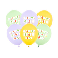 Balloons 30 cm, Happy Birthday, mix (1 pkt / 6 pc.) Balloons 30 cm, Happy Birthday, mix (1 pkt / 6 pc.)