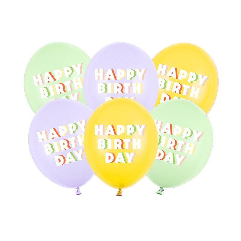 Balloons 30 cm, Happy Birthday, mix (1 pkt / 6 pc.) Balloons 30 cm, Happy Birthday, mix (1 pkt / 6 pc.)